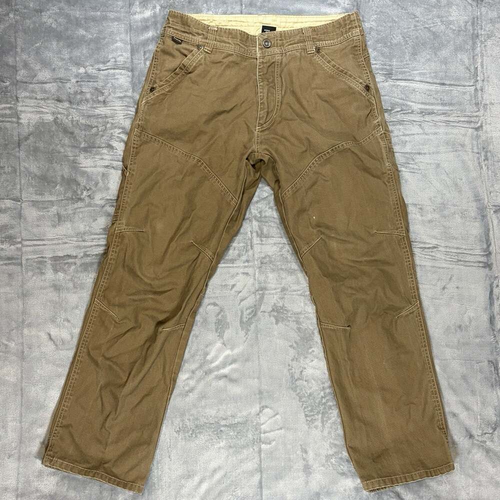 Kuhl Rydr Mens Hiking Pants Khaki 34x30 Utility Canvas Cargo Patina Dye Gorpcore